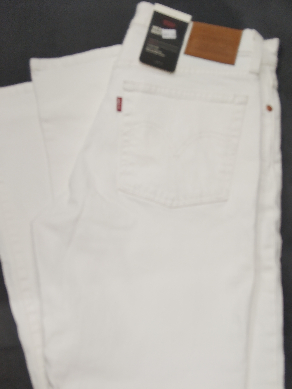 Levi's White High-Rise Denim Jeans with Leather Patch